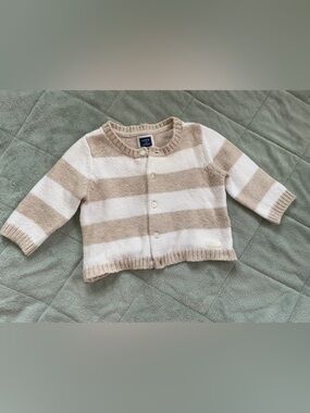 Janie and Jack Cream and Tan Striped Knit Cardigan